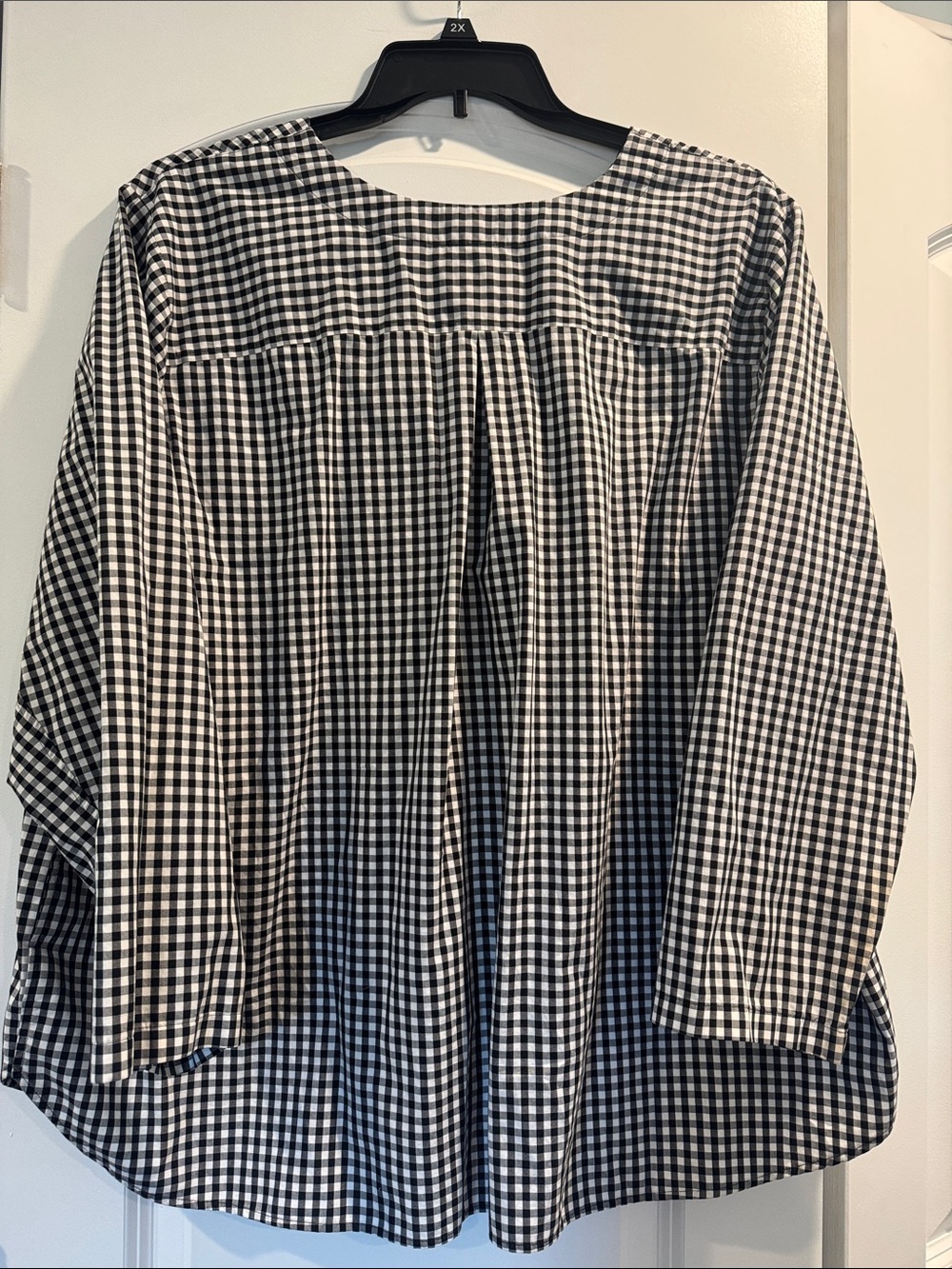 Lands' End Black and White Gingham Long Sleeve Shirt No Iron Supima Women - Picture 5 of 5